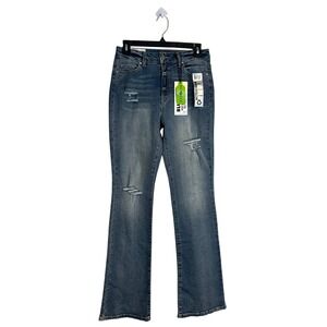BlueSpice Womens High Waist Bootcut Jeans Distressed Repreve Recycled Denim 5‎